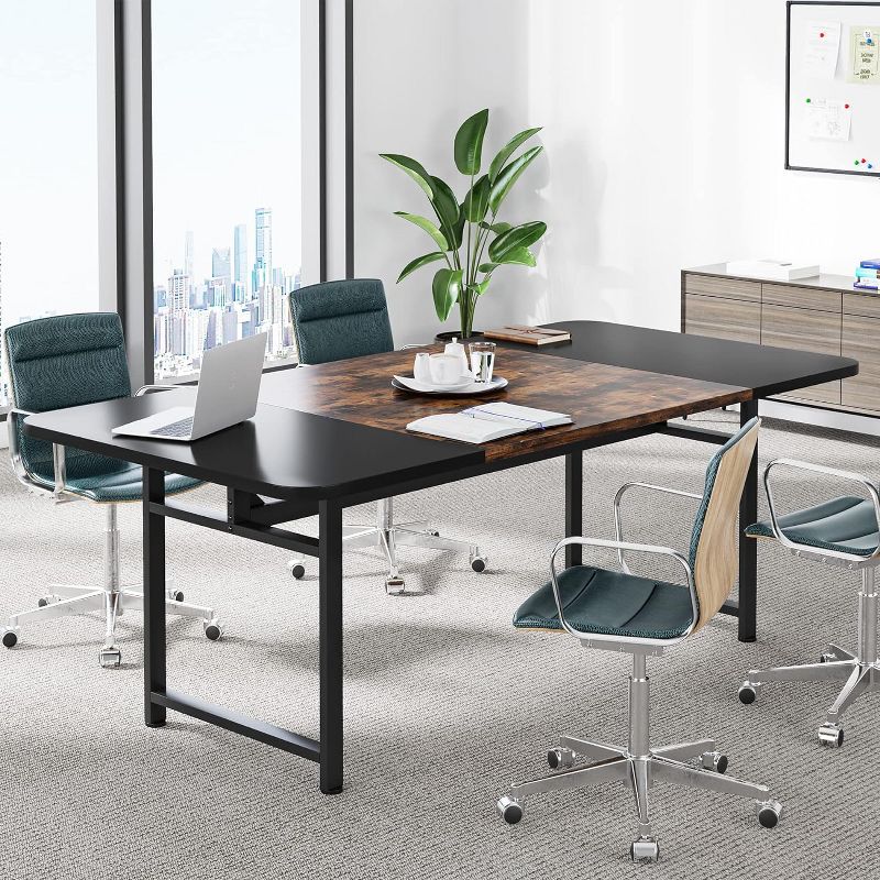 Tribesigns Rectangular Meeting Room Table, 6FT Conference Desk, 2 of 6