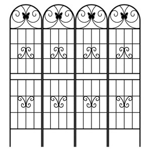 Lirago Black 4 pieces Weatherproof Multi-functional Outdoor Screen-Laser-Cut Galvanized Steel Panel 86.61"Hx19.68"Wx0.51"D - 1 of 4