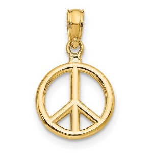 Black Bow Jewelry 14k Yellow Gold 10mm Polished 3D Peace Sign Pendant - 1 of 4