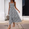 Coolmee Womens Summer Midi Dress Square Neck Sleeveless Floral A-line Casual Sundress Travel Vacation - 3 of 4