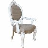 HomeRoots Set of Two Gray and White Upholstered Faux Leather And Solid Wood King Louis Back Dining Arm Chairs - 4 of 4