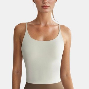 Anna-Kaci Active Women's Spaghetti Strap Activewear Tank with Built-In Bra and Seamless Longline Fit for Workout or Yoga - 1 of 4