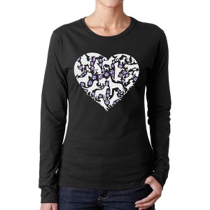 LA Pop Art Dog Heart - Women's Word Art Long Sleeve T-Shirt - 1 of 4