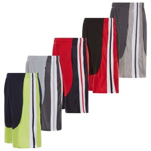 Mens Moisture Wicking Athletic Basketball & Gym Workout Shorts with Pockets Multipack, Up to 3XL, Pack of 5 - 1 of 4