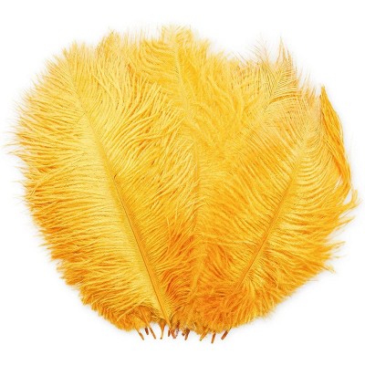 Bright Creations 12 Pack Gold Ostrich Feather Plumes 10 12 Inches for Crafts, Home, Wedding & Party Decorations