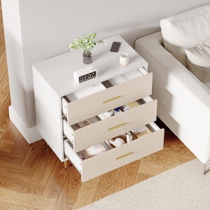 Garvee 3 Drawer Dresser for Bedroom, Modern Dresser Organizer with Storage Drawers, Wooden Chests of Drawers for Bedroom, Entryway, Hallway, White - 1 of 4