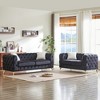 3-Seater + 2-Seater Velvet Modern Sofa with Tufted Buttons and Rolled Arms, Solid Wood Frame with Metal Legs, Includes 4 Cushions for Living Room - 2 of 4
