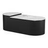 HomeRoots Set of Two Black And White Wood And Faux Marble Oval Drum Bunching Coffee Tables - 4 of 4