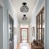 YANSUN 7 in. 1-Light Black Semi Flush Mount Ceiling Light Fixture with Antique Metal Crystal Shade - 2 of 4