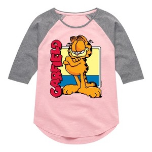 Girls' - Garfield - Pixel Square Shirt Tail Raglan Graphic T-shirt - 1 of 4
