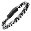 Steeltime Men's two tone black ip and stainless steel double layered cuban & wheat link bracelet - 2 of 4
