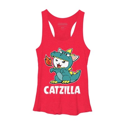 Women's Design By Humans Catzilla Halloween Costume Dragon Monster Kitten Cats Lover By lenxeemyeu Racerback Tank Top
