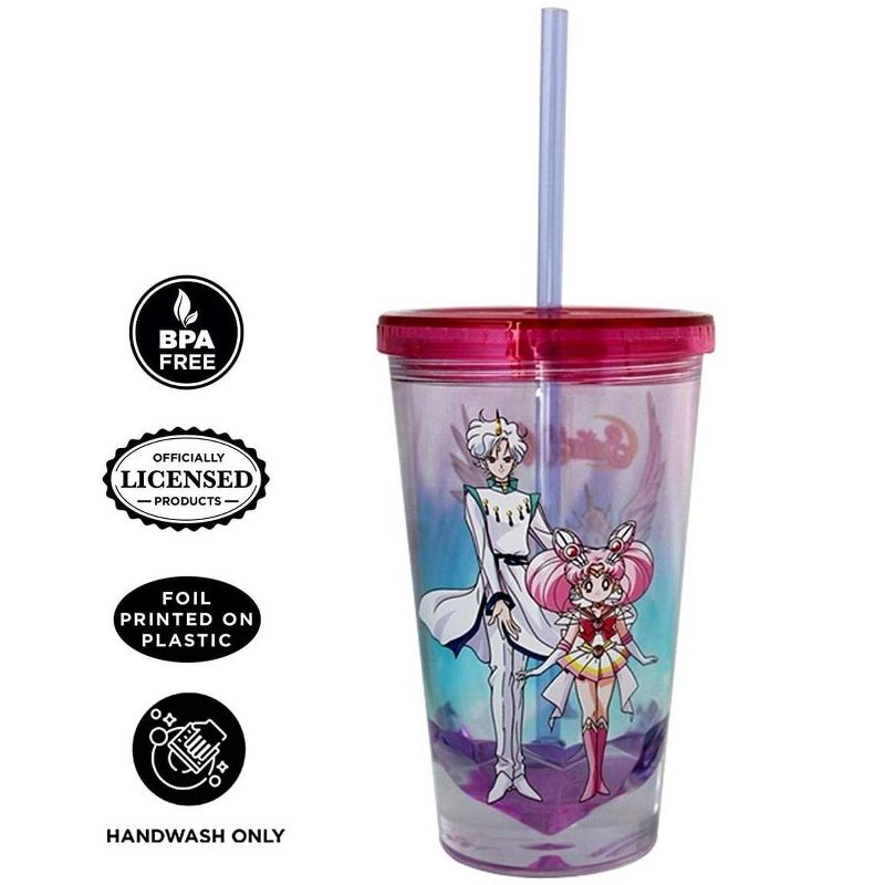 Just Funky Sailor Moon Pegasus Diamond Bottom 16oz Carnival Cup w/ Straw & Lid, 3 of 4