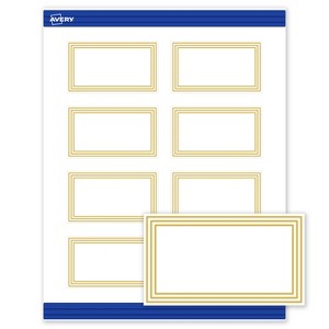 Avery® Cards, 2" x 3.5", Multi-Lined Gold Border, Matte White, 80ct - 1 of 4