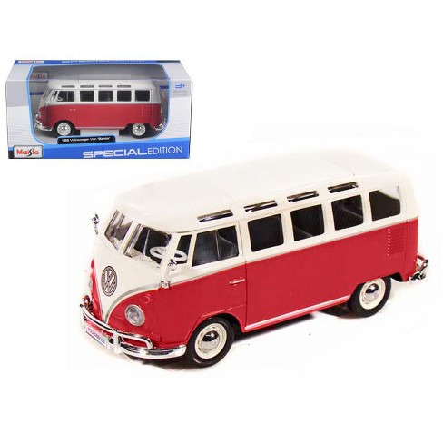 Volkswagen Van Samba Bus Red and White 1/25 Diecast Model by Maisto