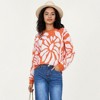 Anna-Kaci Women's Bold Abstract Floral Pattern Knit Sweater with Soft Textured Feel Ribbed Crew Neckline and Relaxed Silhouette - 2 of 4