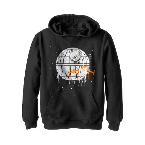 Boy's Star Wars Halloween Death Star Drip Pull Over Hoodie - Black - X Large