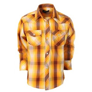 Gioberti Boy's Casual Western Plaid Long Sleeve Pearl Snaps Shirt - 1 of 1