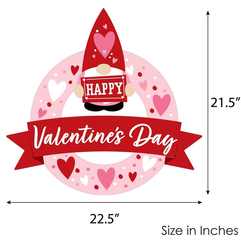 Big Dot of Happiness Valentine Gnomes - Outdoor Valentine's Day Party Decor - Front Door Wreath, 5 of 9