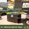 40,000 BTU Propane Gas Fire Pit Table, Square Dark Brown Rattan Wicker Firepit with Glass Rocks, Outdoor Patio Gas Table for Deck, Garden - 3 of 4