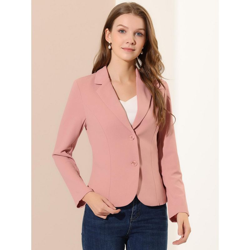 Allegra K Women's Elegant Work Office Lapel Collar Button Down Stretch Suit Blazer, 3 of 7
