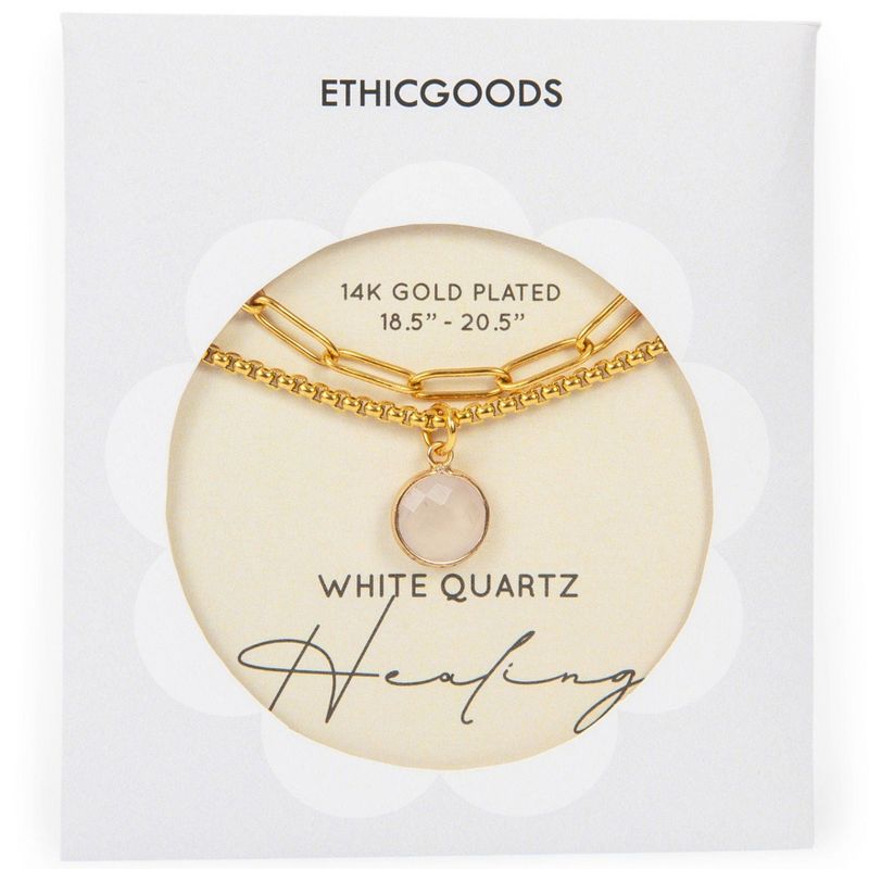 Gold Plated Paperclip Chain & White Quartz Pendant Necklace Set 2pc - ETHICGOODS, 2 of 5