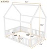 House Bed Frame, Solid Pine Wood with Fence and Door, No Box Spring Needed, Roof Play Design for Kids Bedroom - Baofuwish - 4 of 4