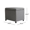 Kumasinova 24" Traditional Fabric Storage Ottoman with Casters,Foot Stool with Hidden Compartment,Mobile Ottoman Foot Rest for Living Room&Office - 2 of 4