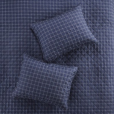 King Green and Navy Reversible Microfiber Quilt Set
