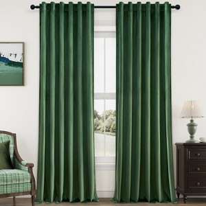 2 Panels Solid Velvet Room Darkening Curtain Panel,Blackout Curtains with Rod Pocket Back Tab,Soft Window Drapes for Living Room Bedroom - 1 of 4