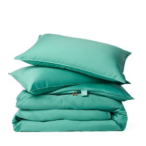 Canadian Down & Feather Company - 3 Piece Duvet Cover Set with 3-Sided Zipper, Turquoise - 1 of 4