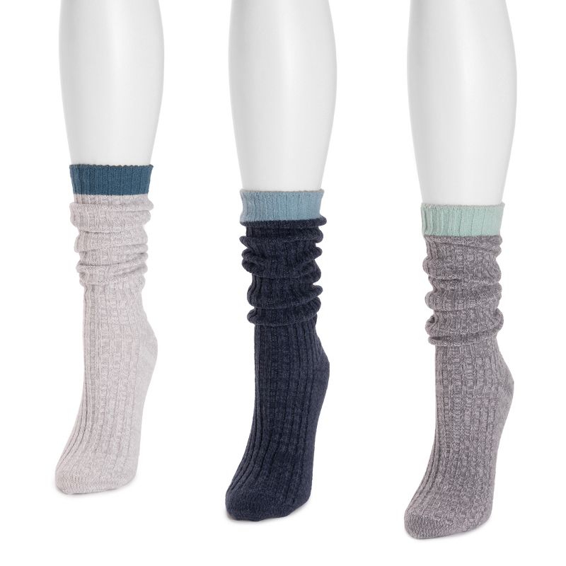 MUK LUKS Women's 3 Pair Pack Slouch Socks, 3 of 5