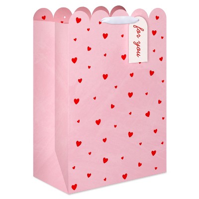 Valentine's Day Gift Bag Medium Allover Heart Scallop Pink