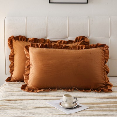 Velvet Ruffle Pillowcases – Luxurious Soft Velvet Pillow Covers with Elegant Fringe, Pocket Closure, Queen/King/Body Options
