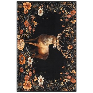 Christmas Area Rug, Washable Soft Stain Resistant Bedroom Rug Non-Slip Living Room Carpet Christmas Elk Holiday Decor Carpet - 1 of 4