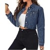 Zeagoo Women's Button Down Long Sleeve Cropped Denim Jean Jacket with Pockets - 3 of 4