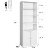 Garvee Farmhouse Bookcase with Doors 11.8in Deep Display Storage 23.6W x 71.4H Inches L-Shape Engineered Wood, White - 2 of 4