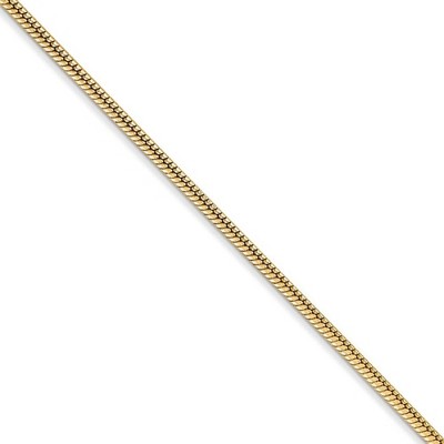 Black Bow Jewelry 1.6mm, 14k Yellow Gold, Round Solid Snake Chain Necklace