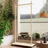 QingMoon Coat Rack with Wheels, Clothes Drying Rack with Adjustable Shelves and 6 Wooden Hangers Perfect for Bedroom, Living Room and Entryway - 2 of 4