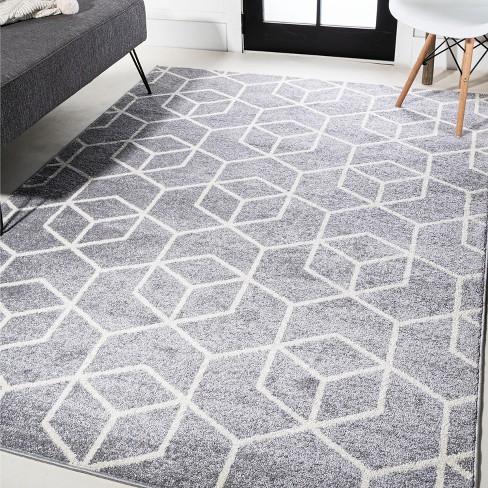 4'x6' Tumbling Blocks Modern Geometric Area Rug, Light Gray/white ...