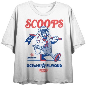 Stranger Things Ice Cream Crop Short Sleeve Tee for Women-XS : Target