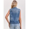 INSPIRE CHIC Women's Sleeveless Turndown Collar Button Down Chest Flap Pockets Washed Denim Vest - 4 of 4