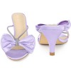 Perphy Women's Open Toe Rhinestone Strap Bow Kitten Heels Slide Sandals - 2 of 3