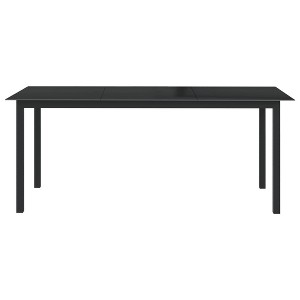 vidaXL Garden Table Black Aluminum, Glass Compact Durable Garden Table - 1 of 4