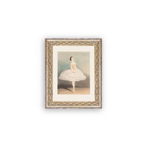 Petal Lane 8"x10" Ballerina Wall Art: Vintage Style, Gold Frame, Mixed Media Canvas, Sawtooth Back - 1 of 3