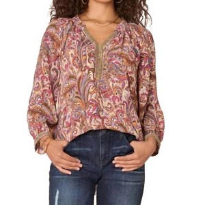 Women's Three Quarter Blouson Printed Woven Top - Democracy - 1 of 4