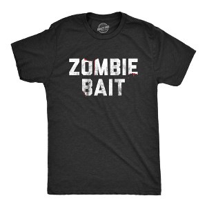 Mens Zombie Bait T shirt Funny Undead Gas Mask  Graphic Novelty Tee - Crazy Dog Men's T Shirt - 1 of 4