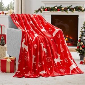 Joyfy 50x60’’ Christmas Throw Blanket, Soft Fleece Reindeer Blanket, Warm Plush Christmas Decoration, Winter Cozy Holiday Cabin Throw for Sofa Couch - 1 of 4