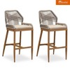 PURPLE LEAF Patio Sunbrella Bar Stools Set of 2 Handwoven Wicker Bar Height Stool Modern Aluminum Outdoor Wicker Barstools with Back and Cushion - 2 of 4