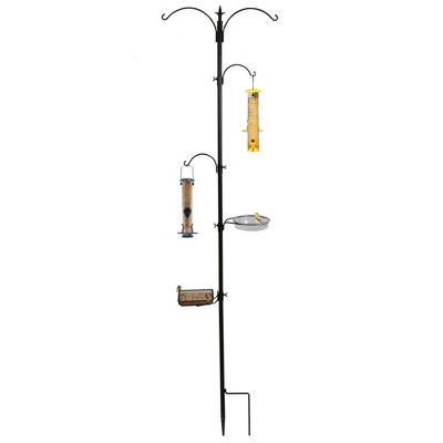 Ashman Premium Bird Feeding Station with Seed Tray, Birdbath Kit, and 2 Feeders, 92 Inches Tall, 2 Sided Top Hook, for Attracting Wild Birds